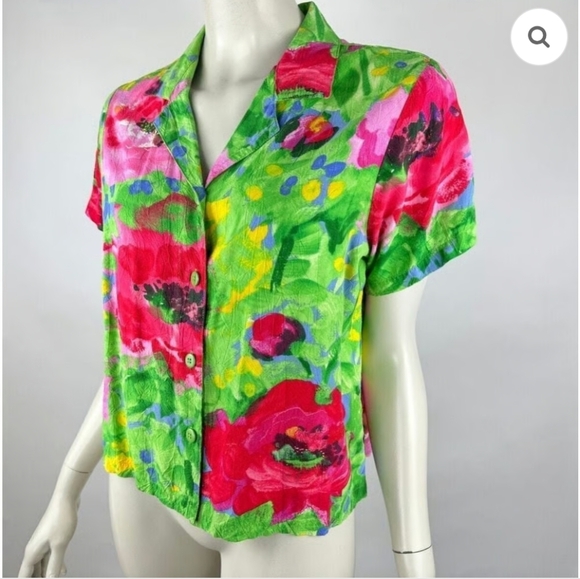Vintage Jams World Colorful Floral Button-Down Shirt_Small - Picture 4 of 4